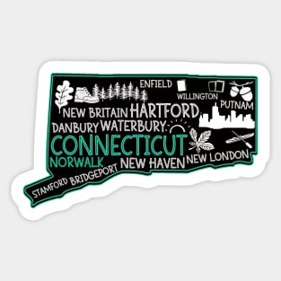 Connecticut Norwalk cute map New Haven Enfield Willington Putnam Stamford Bridgeport Sticker